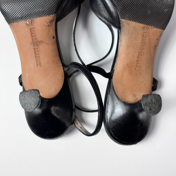 MANOLO BLALHNIK Black Maysli Buckle Slingback Pointed Toe Pumps 7US - Picture 7 of 7